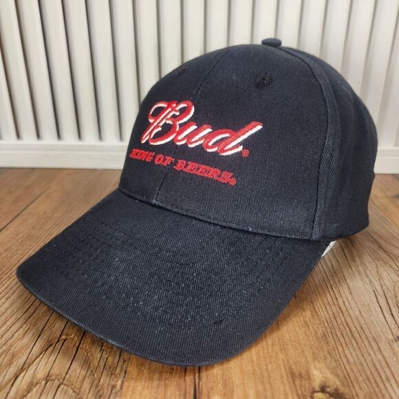 Bud King of Beers Hat Cap Snapback Black Budweiser Driver Brand Embroidered Ad - Picture 1 of 10